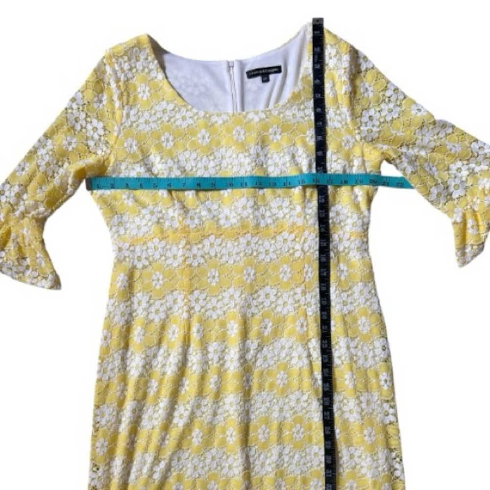Vintage Chris McLaughlin Dress 18 Lace Sheath Stretch Ruffle Sleeve Boho - Picture 4 of 9